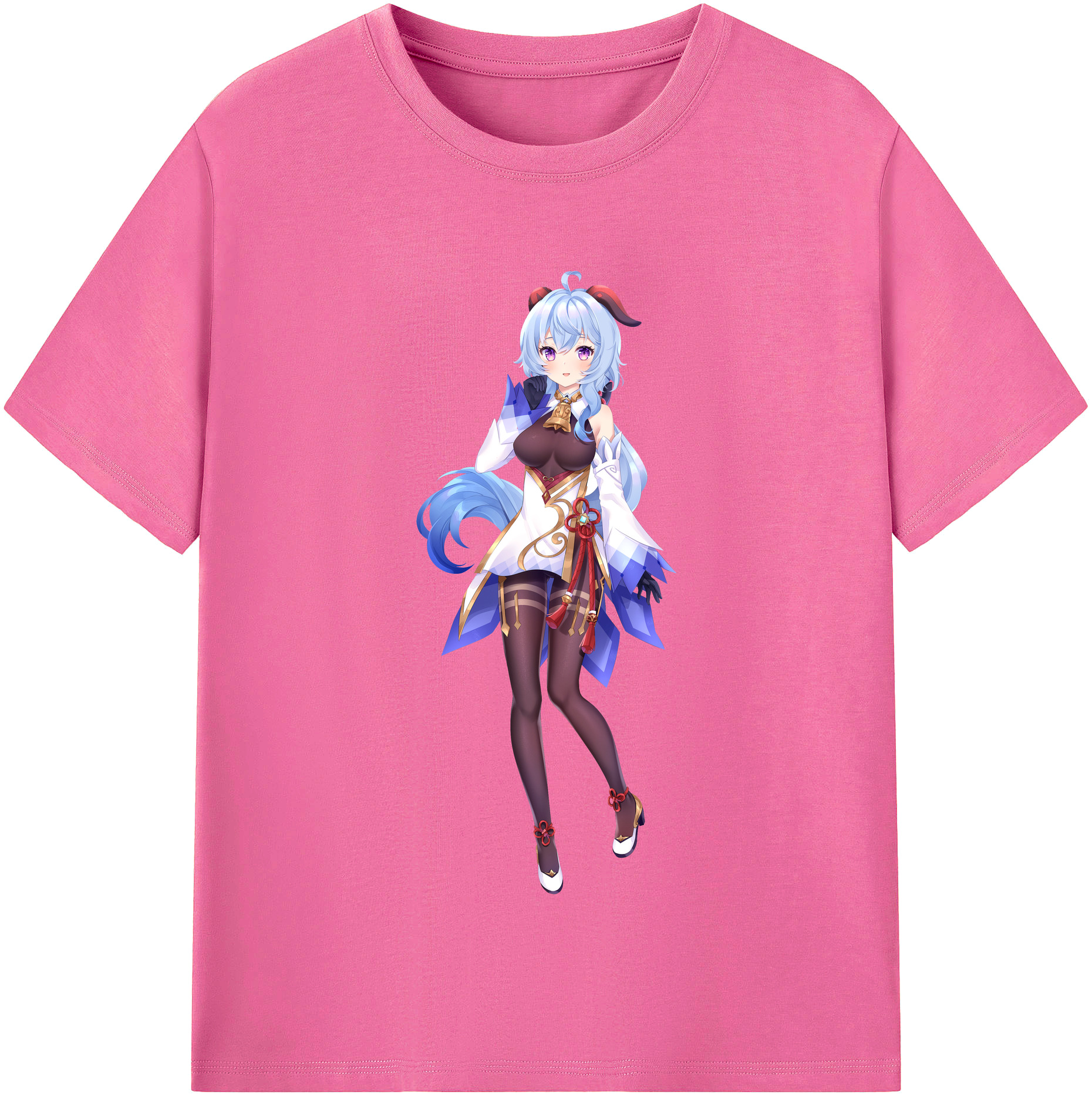 げんし神 甘雨 かんう genshin Ganyu レディースカジュアルプリントTシャツ（綿100％）